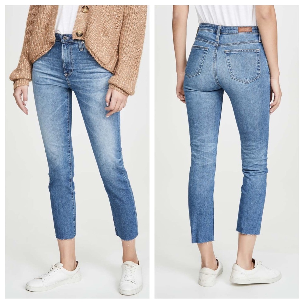 AG-ED Isabelle High Rise Straight Crop Light Blue Jeans Size 28